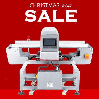 খাদ্য শিল্পে অ্যালুমিনিয়াম ফয়েল প্যাকেজিং কনভেয়ার বেল্টের জন্য মেটাল ডিটেক্টর।